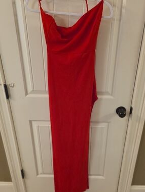Windsor Red Cowl-Neck Spaghetti Strap Maxi Dress